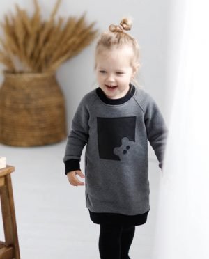 Ilgas šiltas džemperis mergaitei 'MEŠKUTIS'