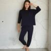 Women cotton knit trousers with side pockets