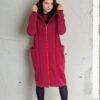 Comfy long jacket with big hood and zipper 'DEW'