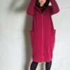 Comfy long jacket with big hood and zipper 'DEW'