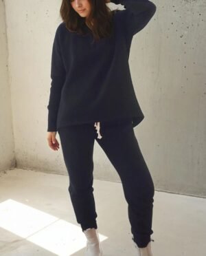 Two piece warm leisure set for women - trousers and long sleeve top