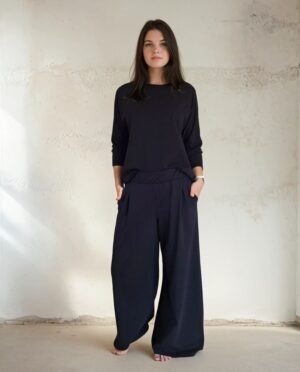 Elegant Black Wide-Leg Black Pants